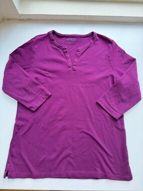 Ll Bean Women’s Three Quarter Sleeve Split Neck Tunic Large